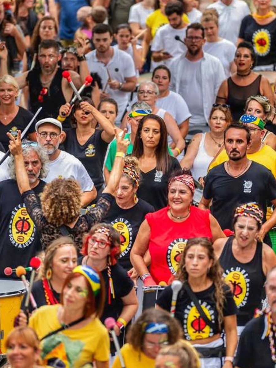 Batucada en las calles del sur de Madrid
